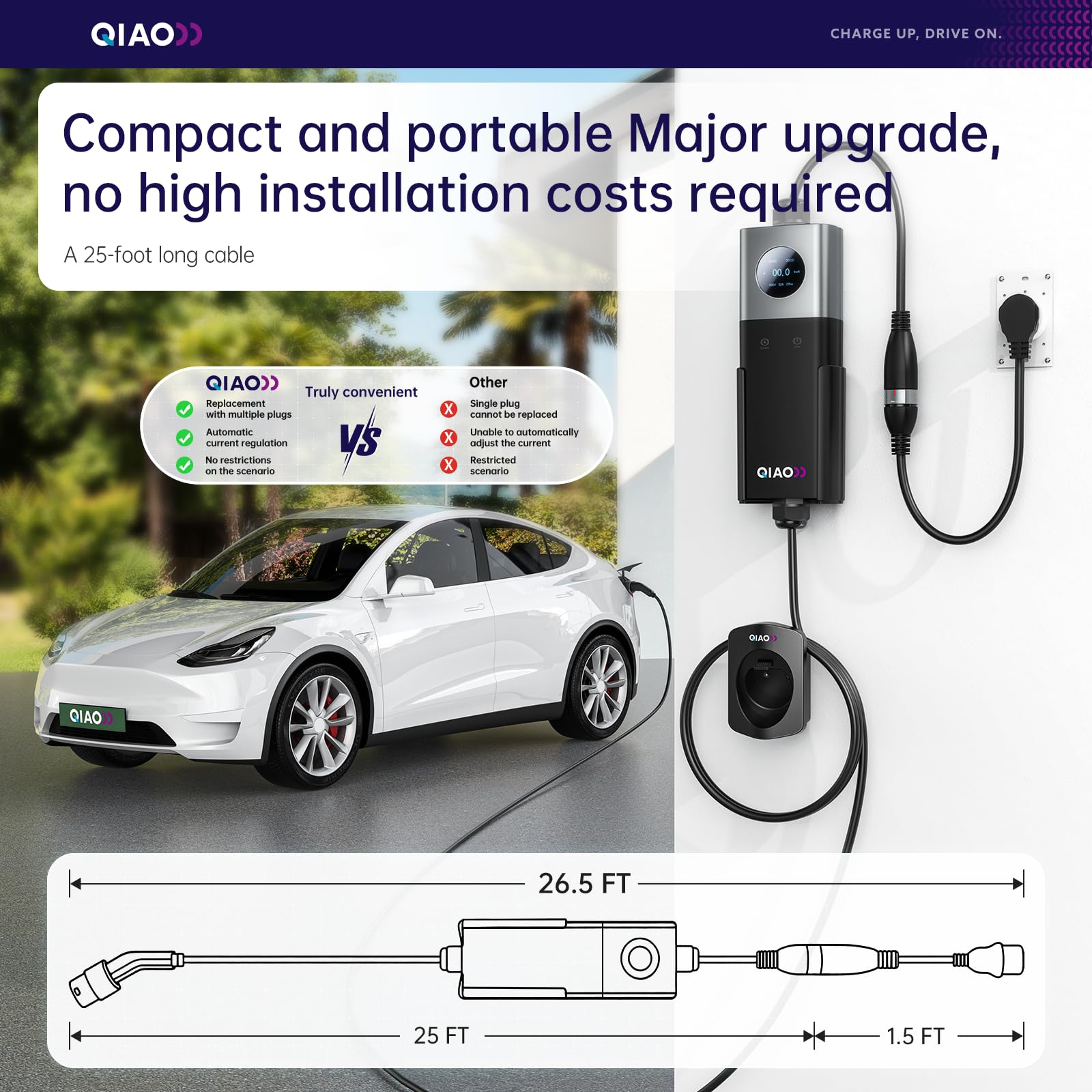 QIAO Level 2 EV Charger SAE J1 - Portable Ev Charger ulasan dan harga
