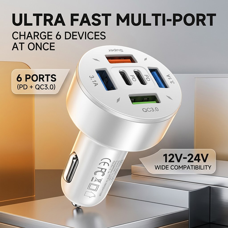 Super Fast Car Charger 6 Ports - Fast Ev Charger ulasan dan harga