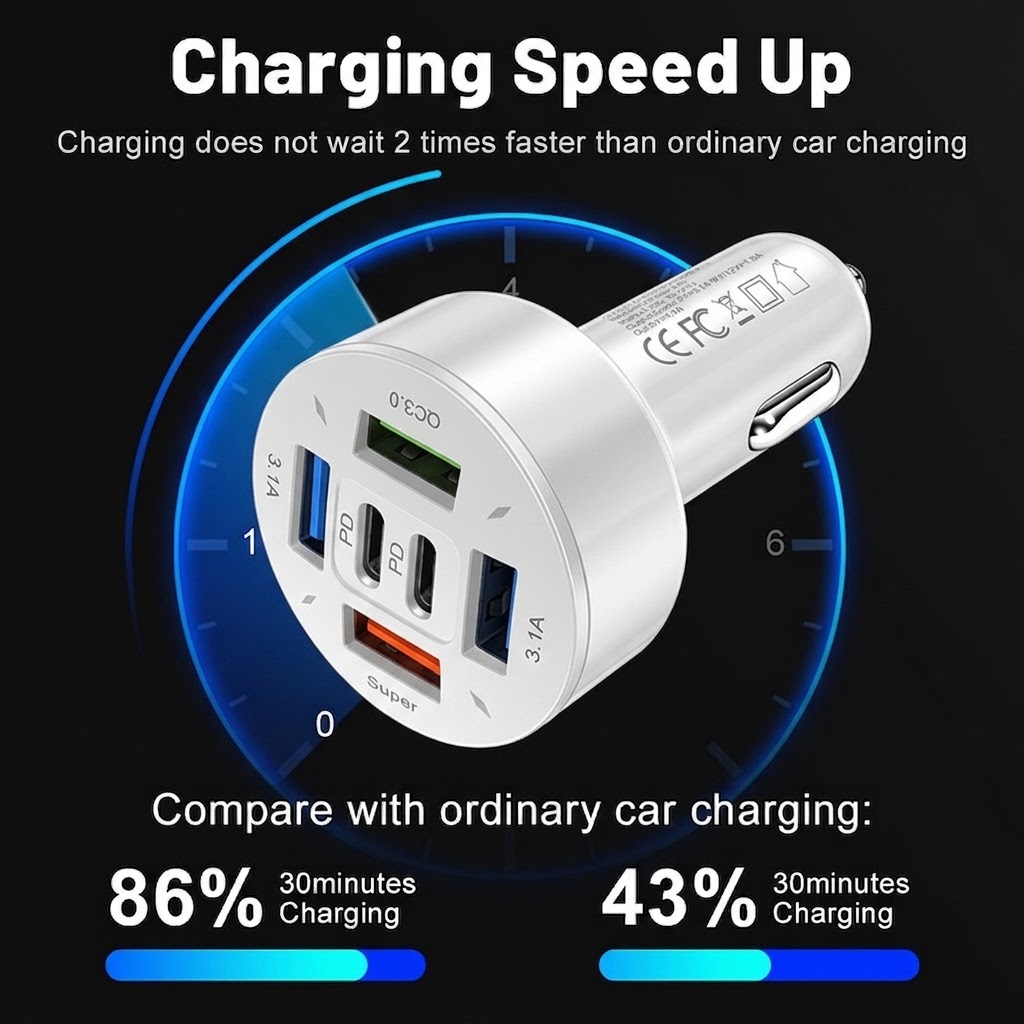 Super Fast Car Charger 6 Ports - Fast Ev Charger ulasan dan harga