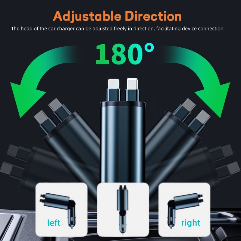 4 IN 1 Retractable Car Charger - Fast Ev Charger ulasan dan harga