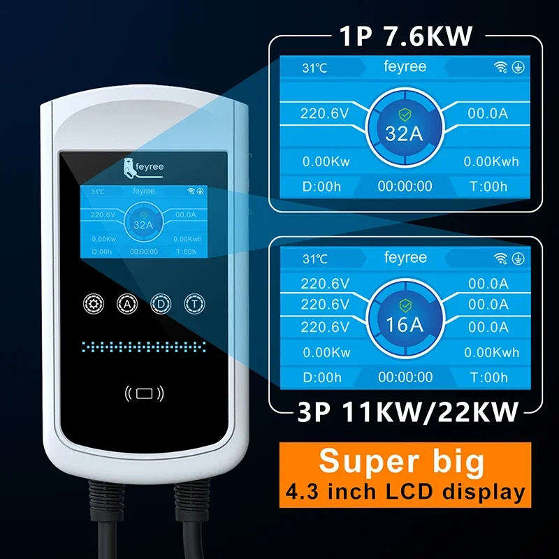 Feyree Type2 EV Charger 32A 7. - Wallbox Ev ulasan dan harga